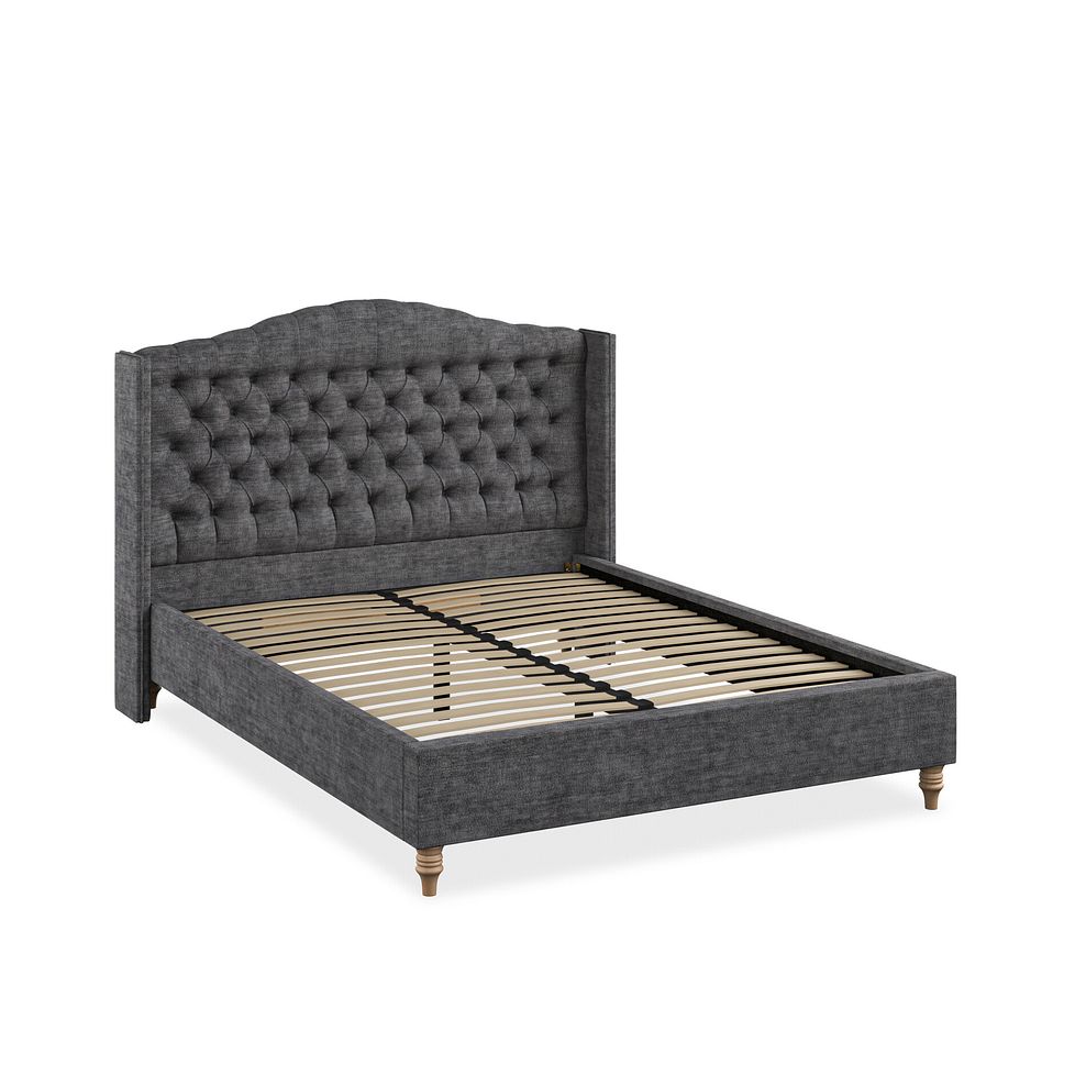 Kendal King-Size Bed with Winged Headboard in Brooklyn Fabric - Asteroid Grey 2