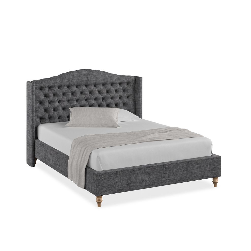Kendal King-Size Bed with Winged Headboard in Brooklyn Fabric - Asteroid Grey 1