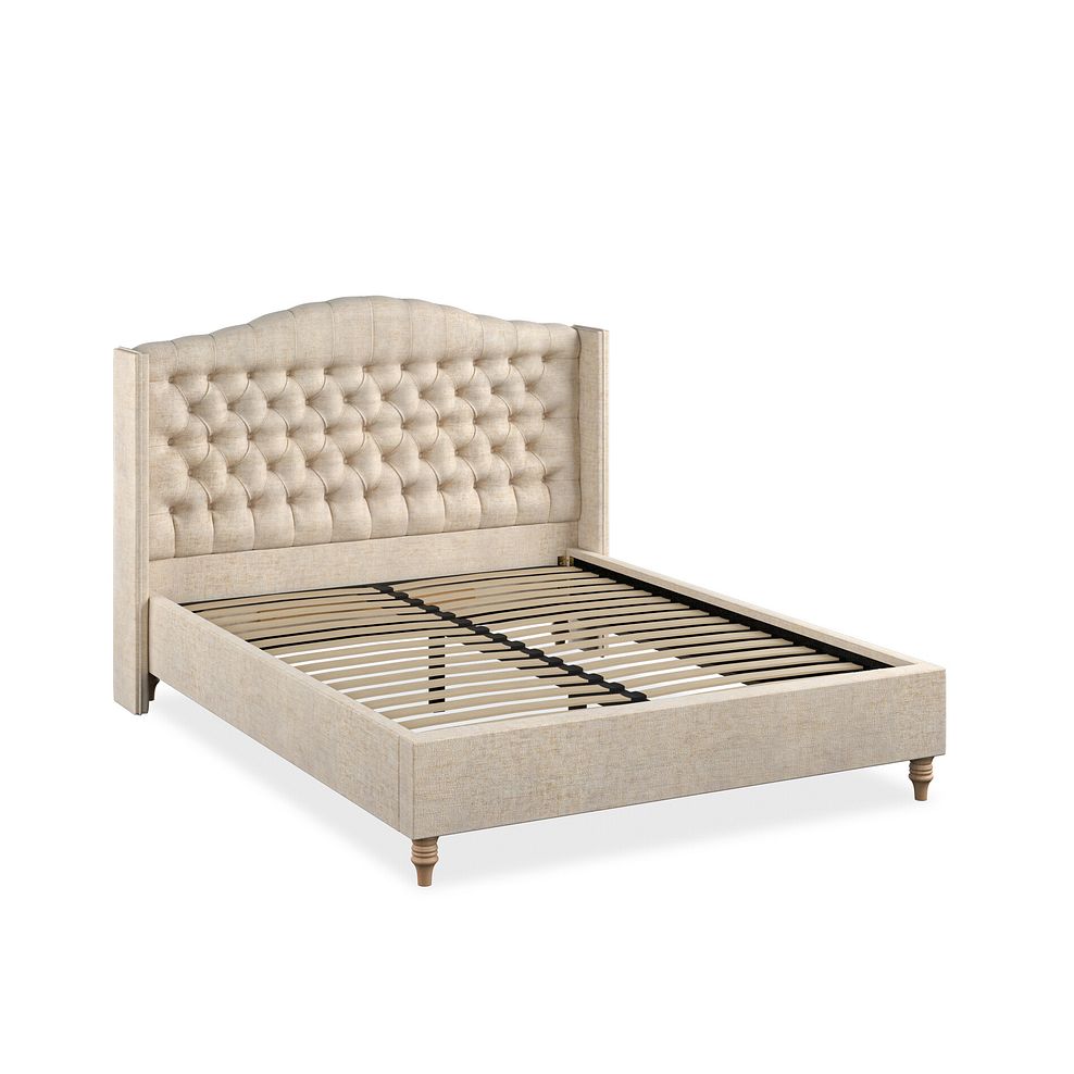 Kendal King-Size Bed with Winged Headboard in Brooklyn Fabric - Eggshell 2