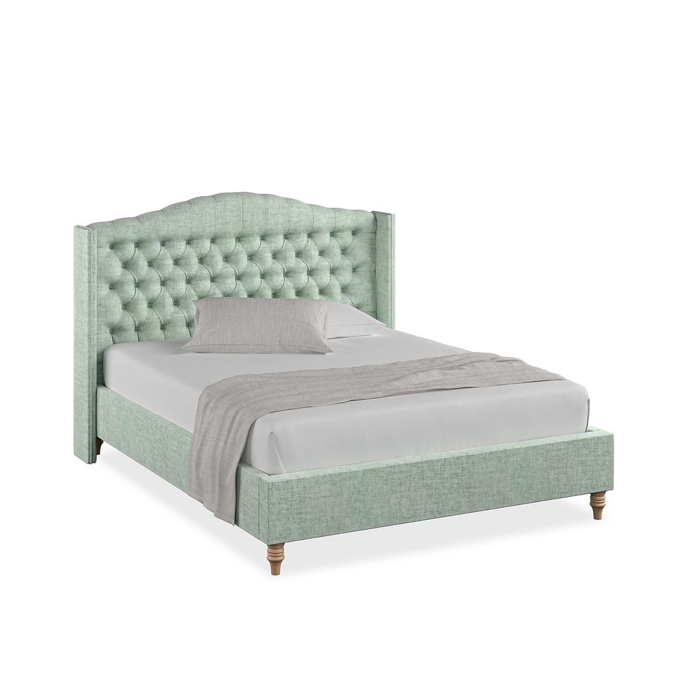 Kendal King-Size Bed with Winged Headboard in Brooklyn Fabric - Glacier 1