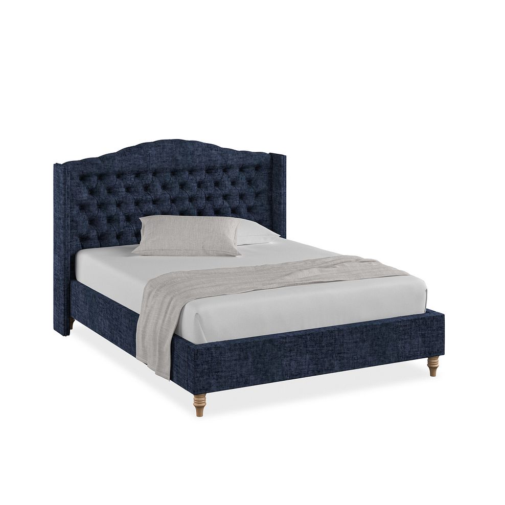Kendal King-Size Bed with Winged Headboard in Brooklyn Fabric - Hummingbird Blue 1