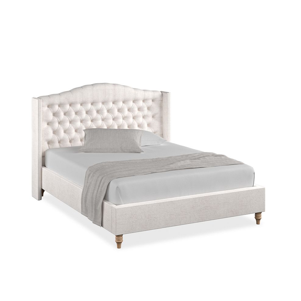 Kendal King-Size Bed with Winged Headboard in Brooklyn Fabric - Lace White 1