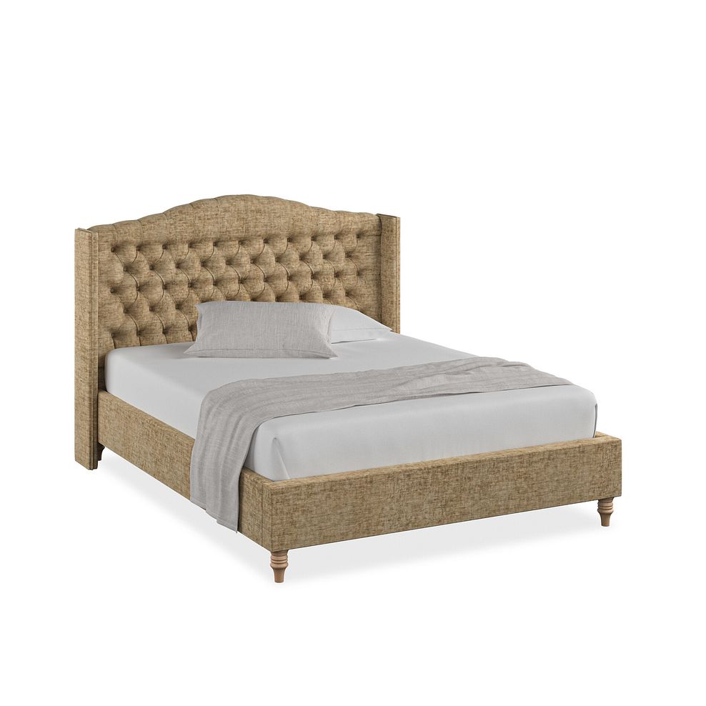 Kendal King-Size Bed with Winged Headboard in Brooklyn Fabric - Saturn Mink 1