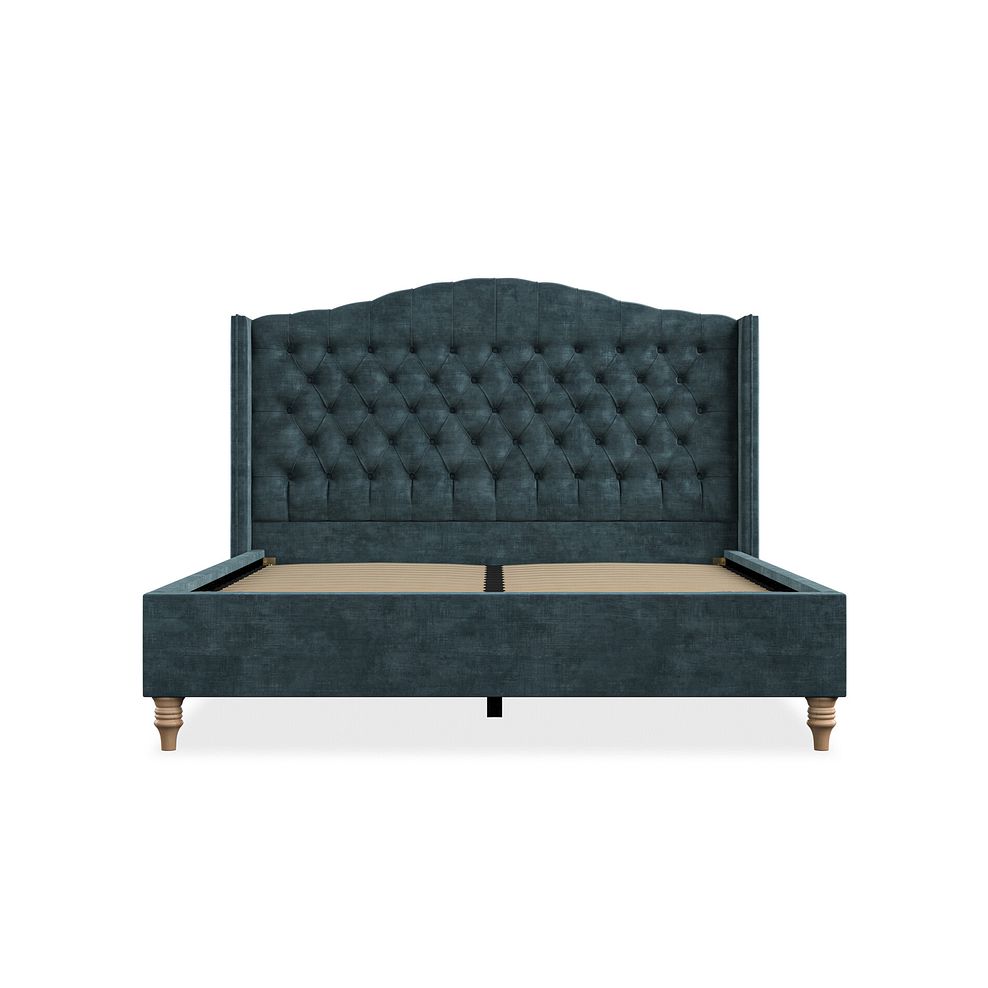 Kendal King-Size Bed with Winged Headboard in Heritage Velvet - Airforce 3