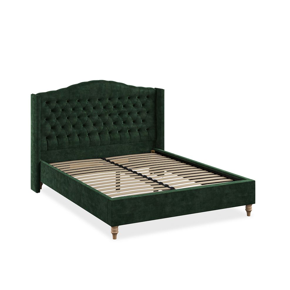 Kendal King-Size Bed with Winged Headboard in Heritage Velvet - Bottle Green 2