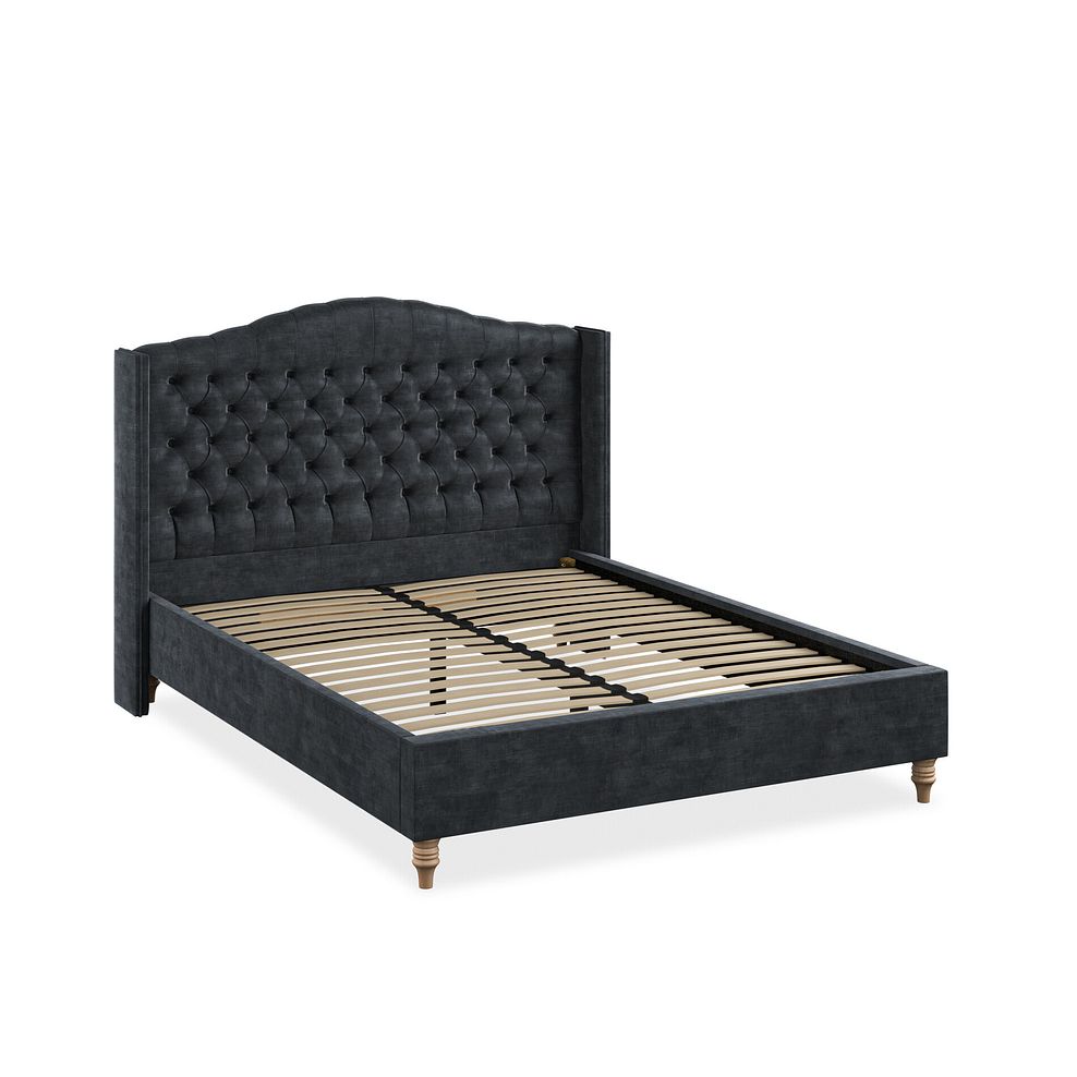 Kendal King-Size Bed with Winged Headboard in Heritage Velvet - Charcoal 2