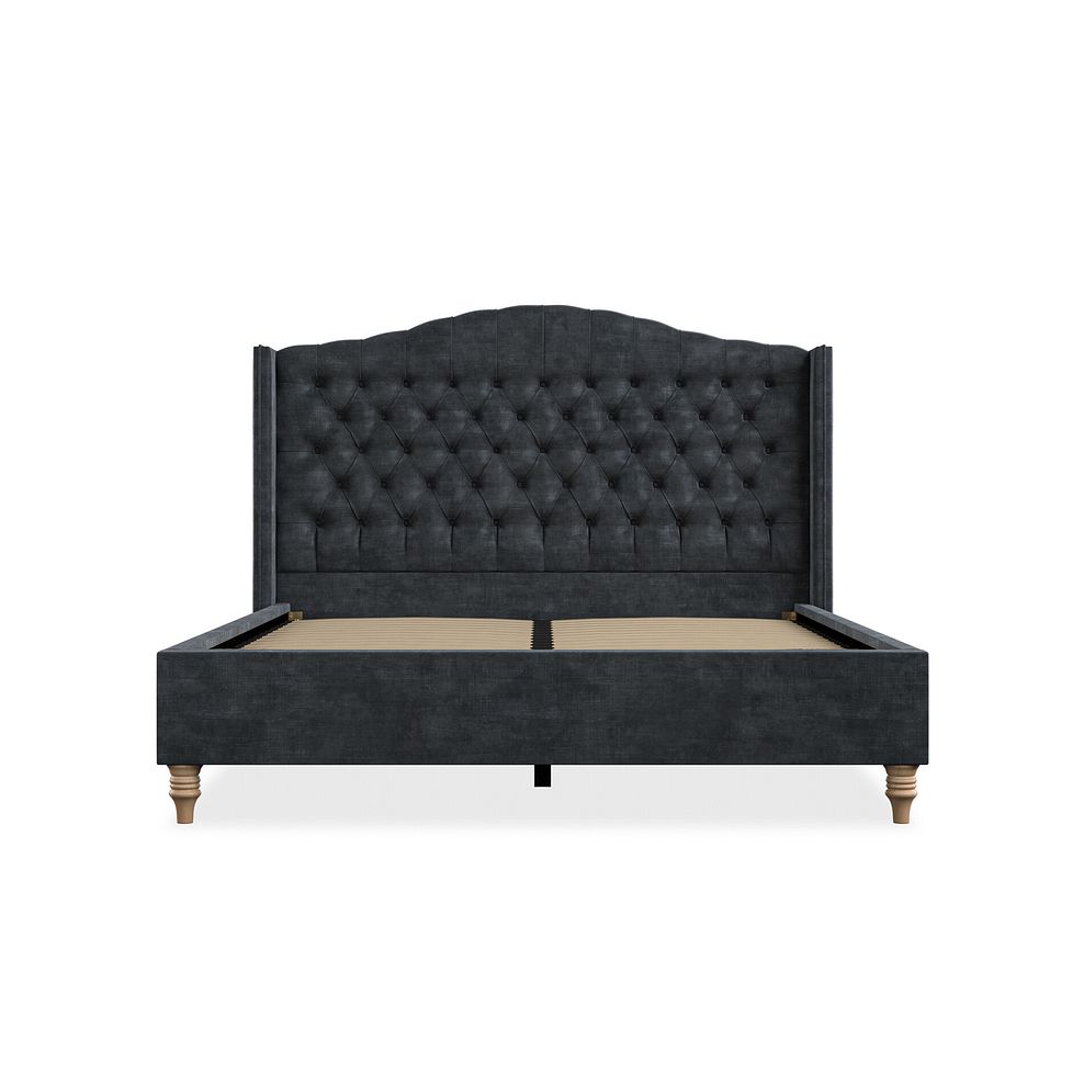Kendal King-Size Bed with Winged Headboard in Heritage Velvet - Charcoal 3