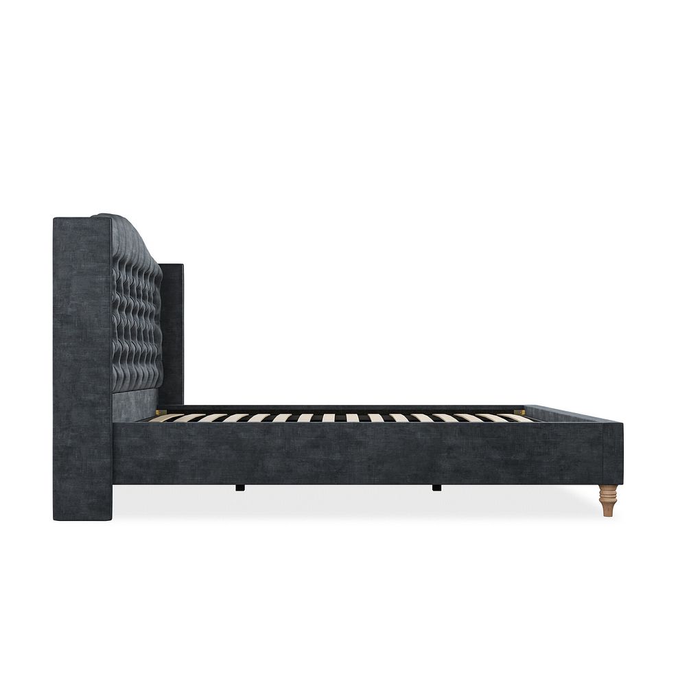 Kendal King-Size Bed with Winged Headboard in Heritage Velvet - Charcoal 4