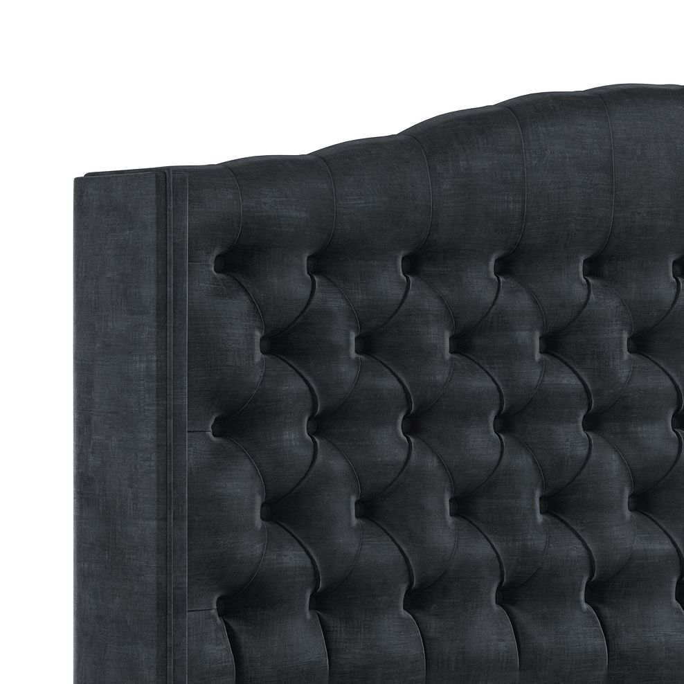 Kendal King-Size Bed with Winged Headboard in Heritage Velvet - Charcoal 5