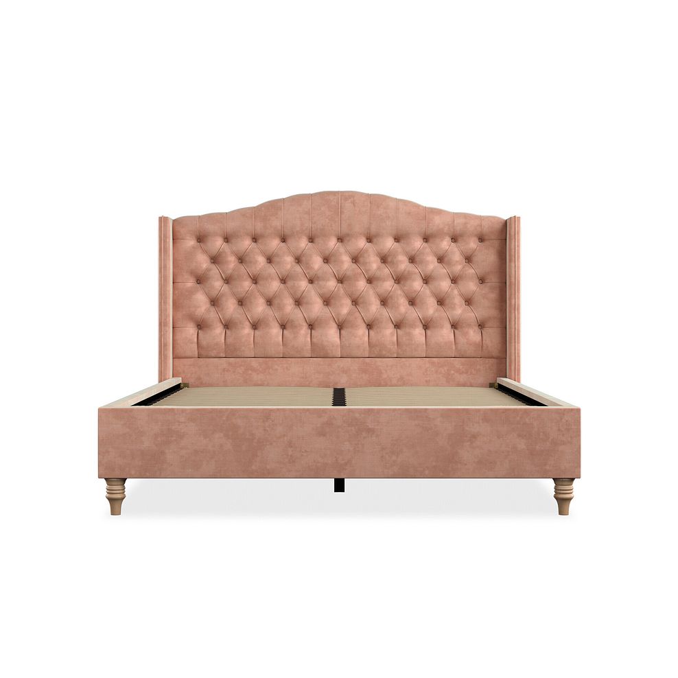Kendal King-Size Bed with Winged Headboard in Heritage Velvet - Powder Pink 3