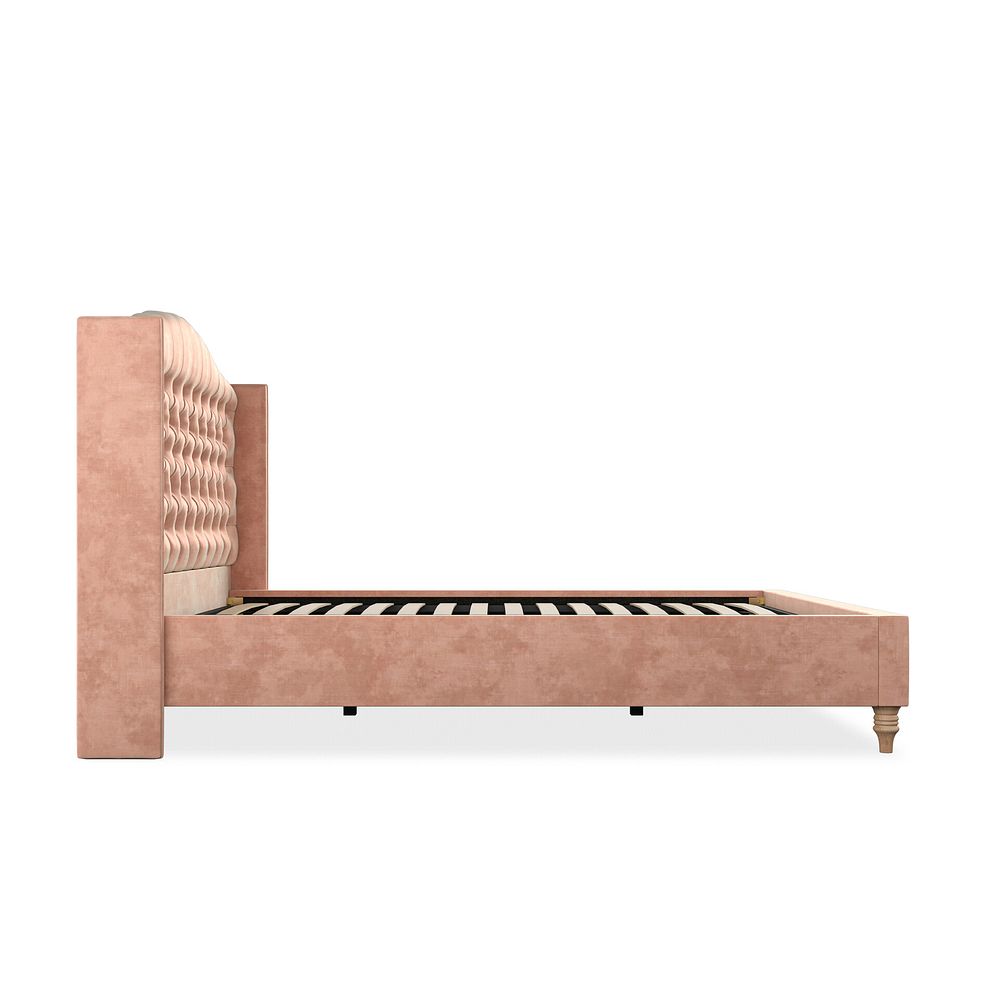 Kendal King-Size Bed with Winged Headboard in Heritage Velvet - Powder Pink 4