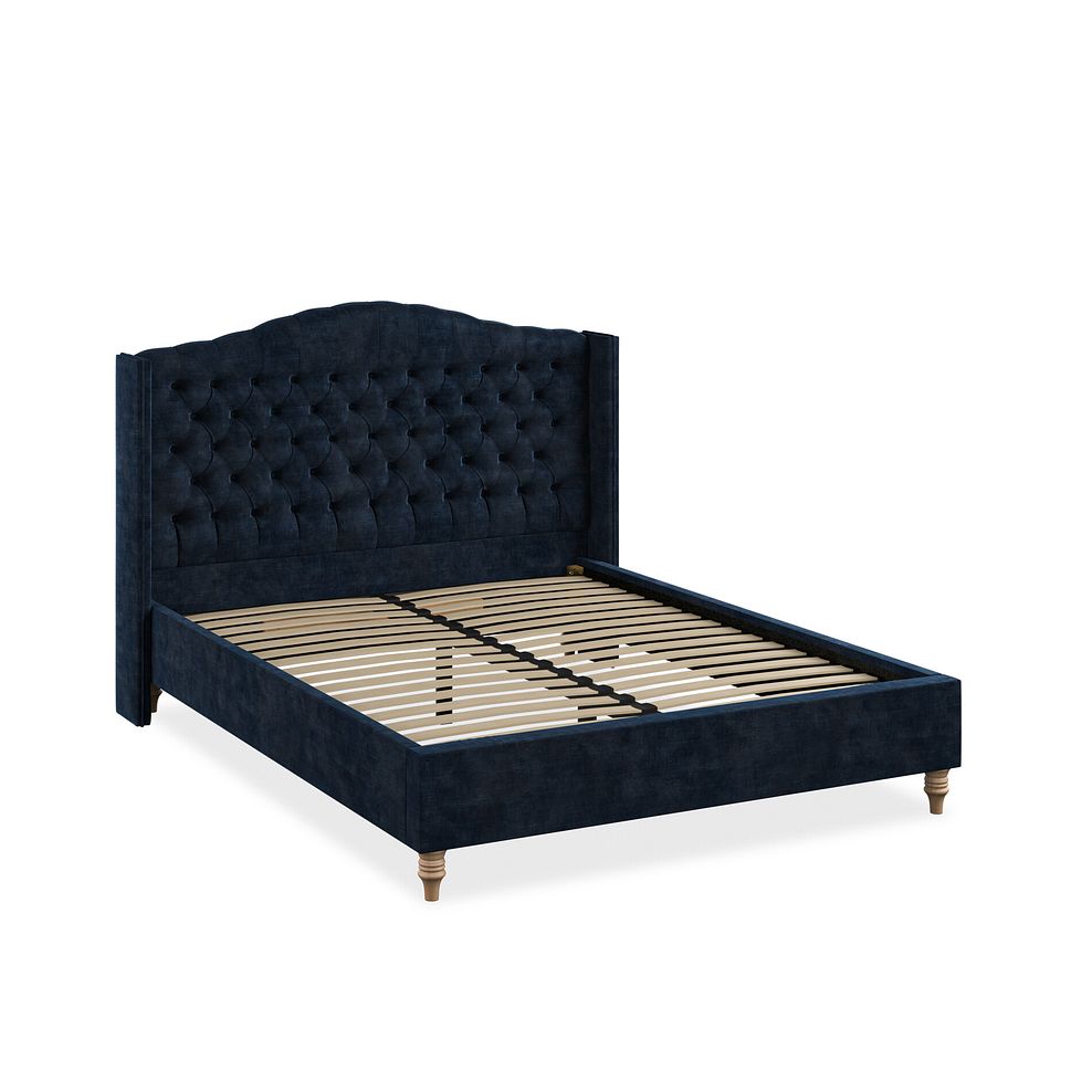 Kendal King-Size Bed with Winged Headboard in Heritage Velvet - Royal Blue 2