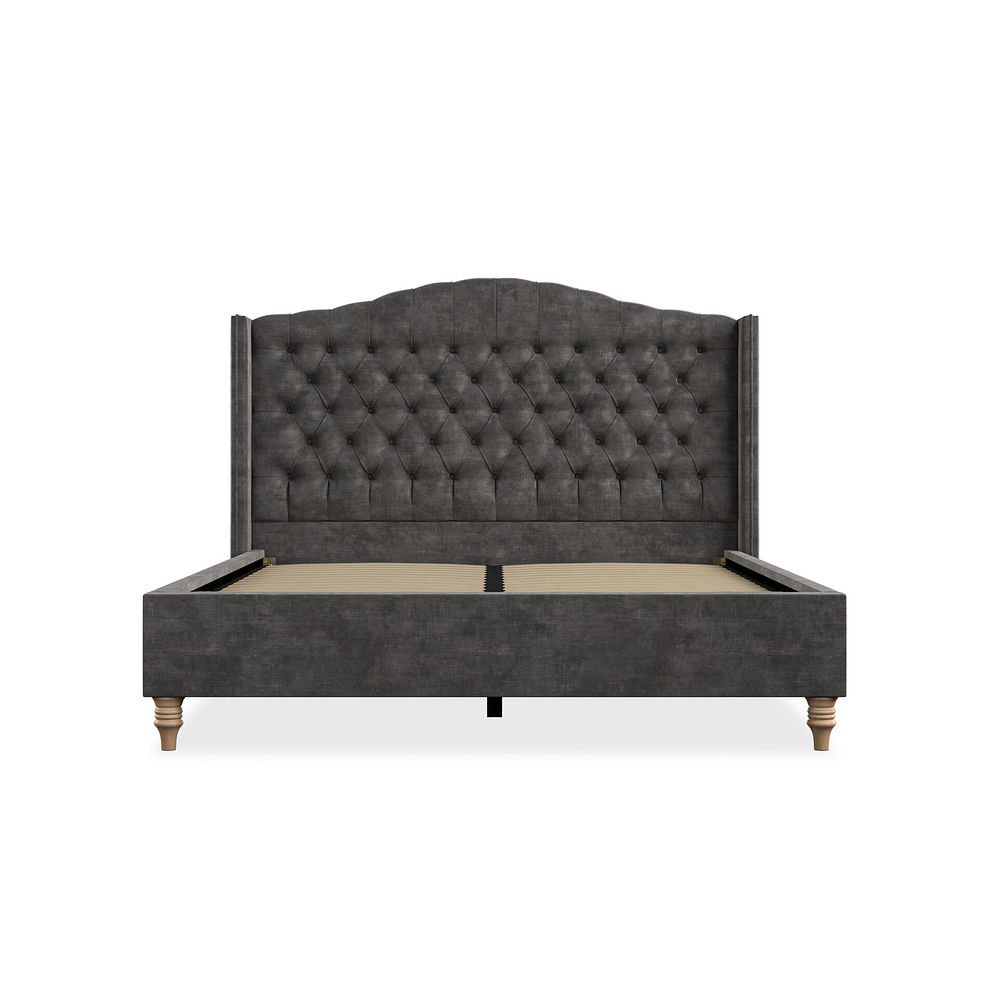 Kendal King-Size Bed with Winged Headboard in Heritage Velvet - Steel 3