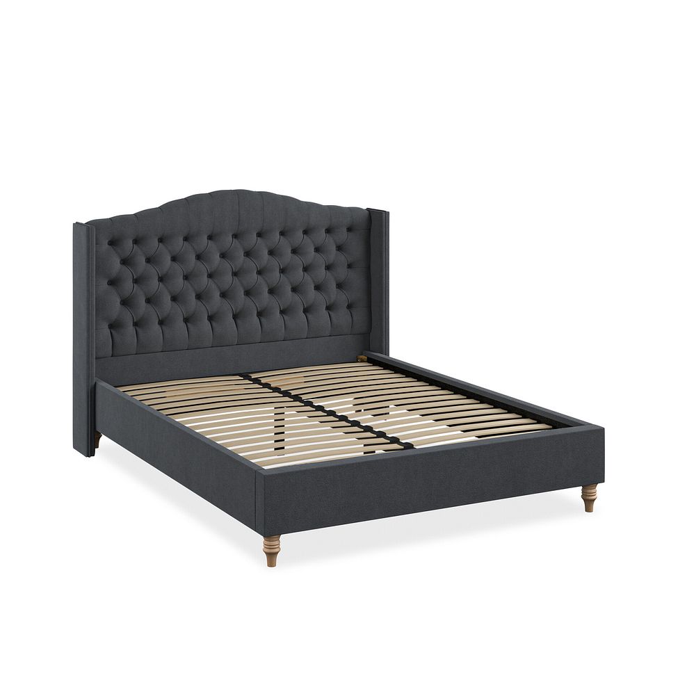 Kendal King-Size Bed with Winged Headboard in Venice Fabric - Anthracite 2