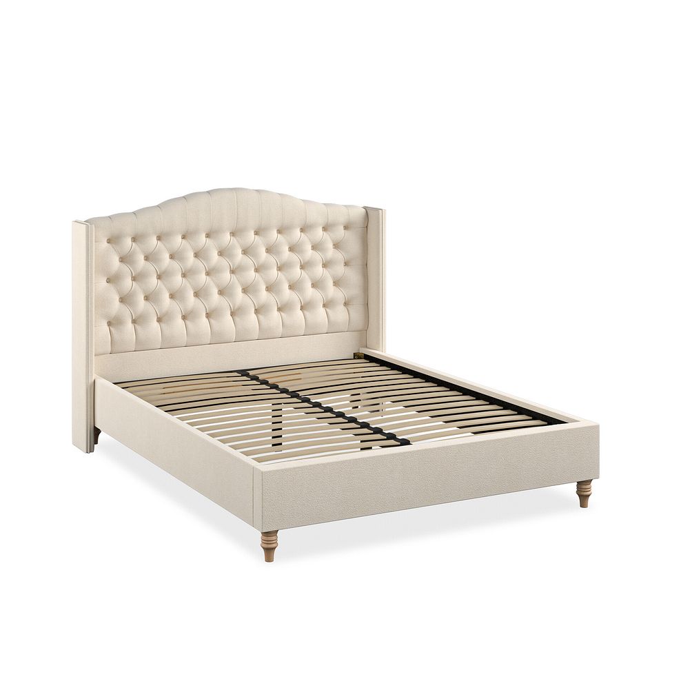 Kendal King-Size Bed with Winged Headboard in Venice Fabric - Cream 2