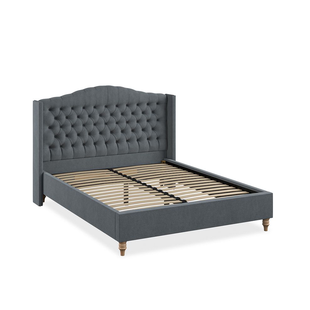 Kendal King-Size Bed with Winged Headboard in Venice Fabric - Graphite 2