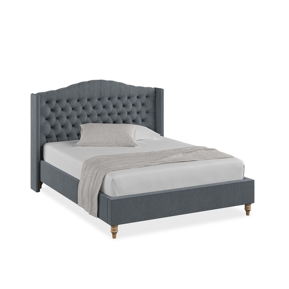 Kendal King-Size Bed with Winged Headboard in Venice Fabric - Graphite 1
