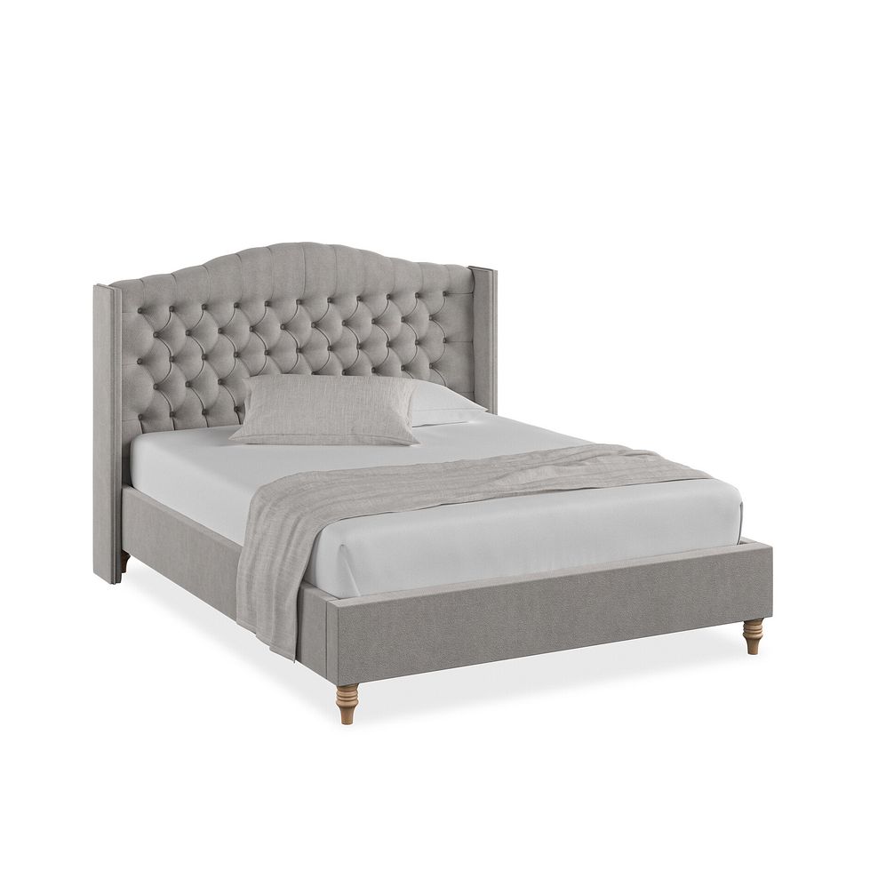Kendal King-Size Bed with Winged Headboard in Venice Fabric - Grey 1