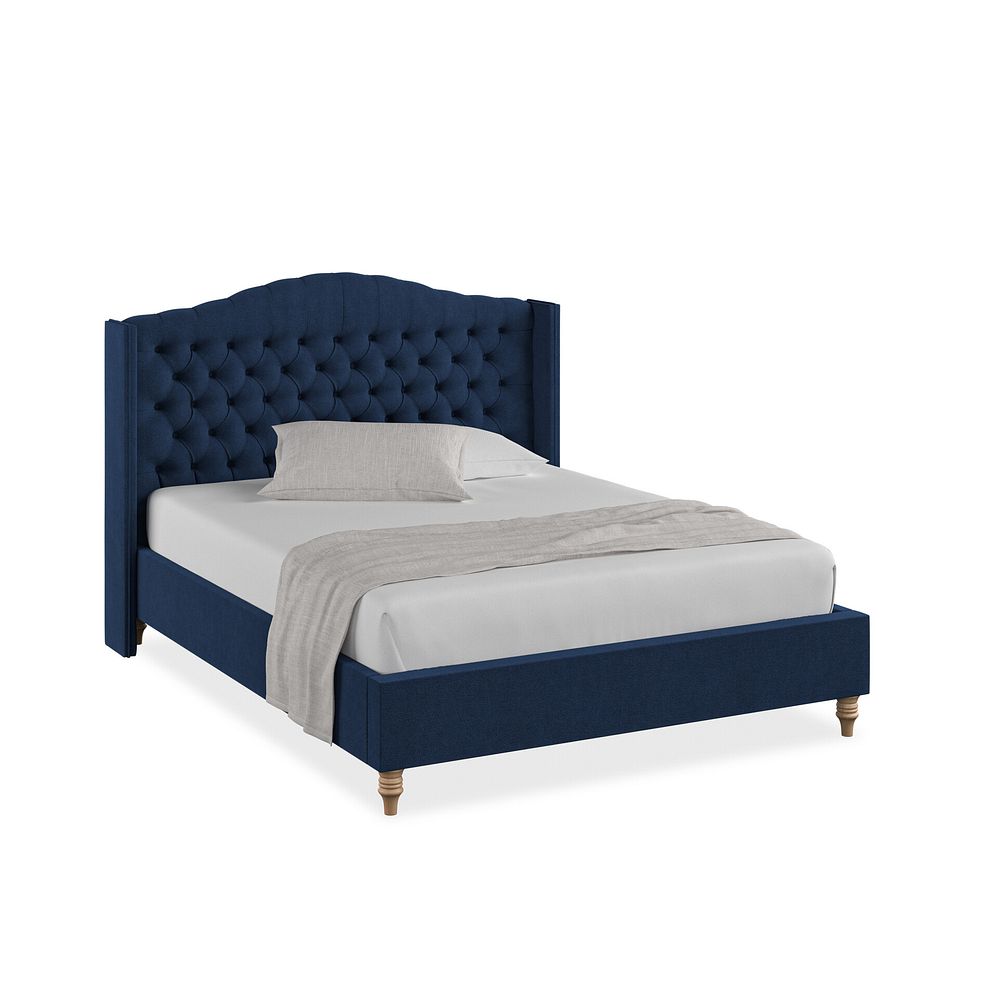 Kendal King-Size Bed with Winged Headboard in Venice Fabric - Marine 1