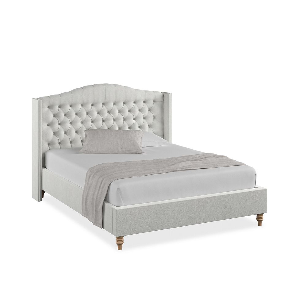 Kendal King-Size Bed with Winged Headboard in Venice Fabric - Silver 1