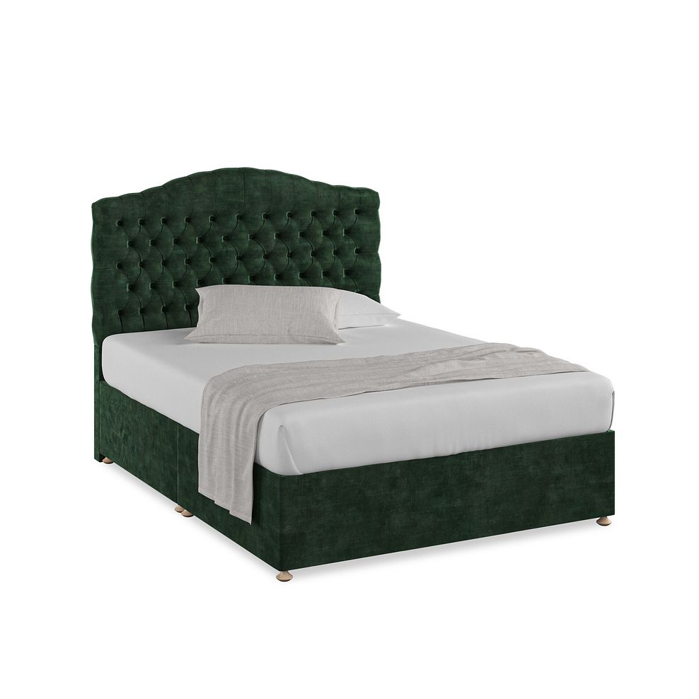 Kendal King-Size Divan Bed in Heritage Velvet - Bottle Green 1