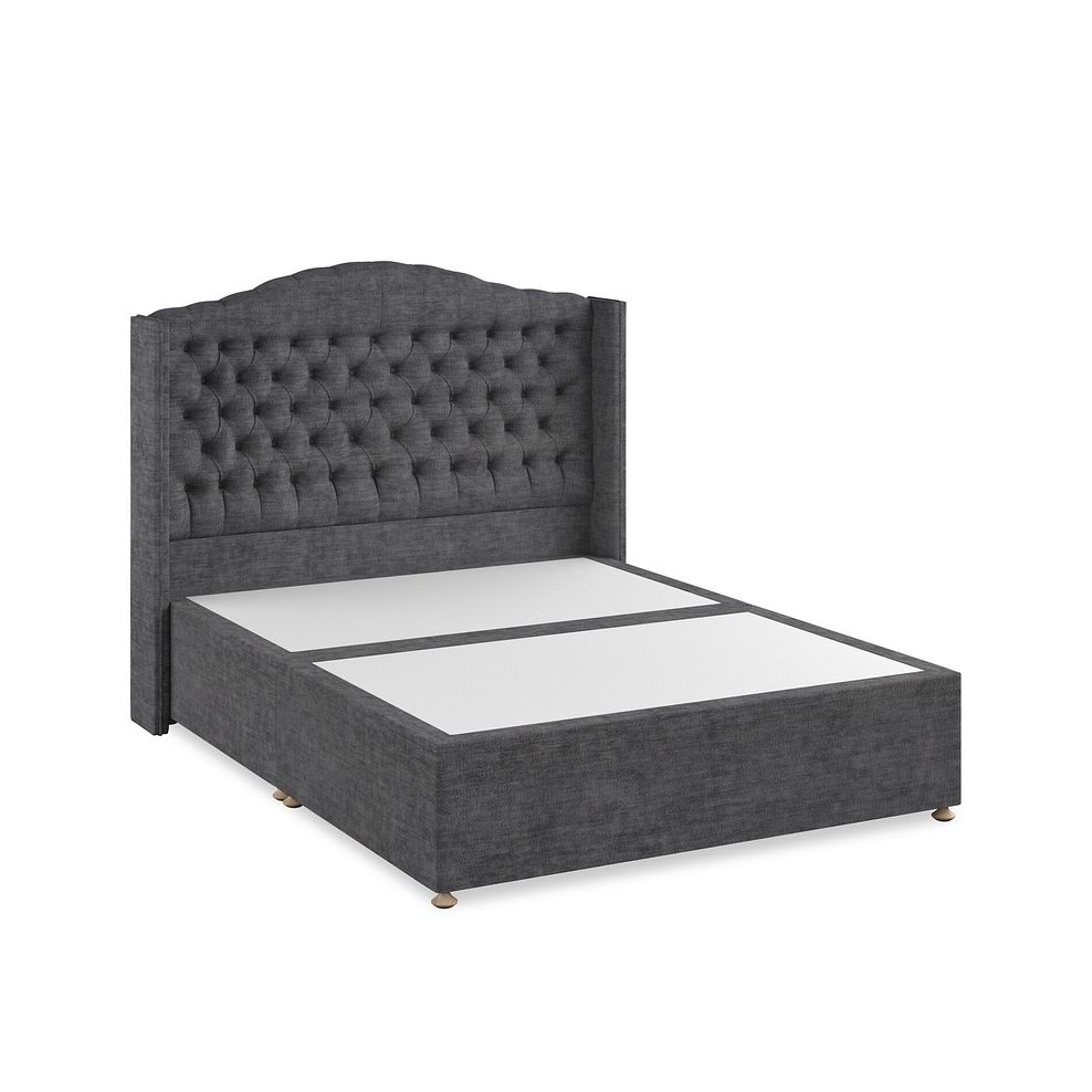 Kendal King-Size Divan Bed with Winged Headboard in Brooklyn Fabric - Asteroid Grey 2