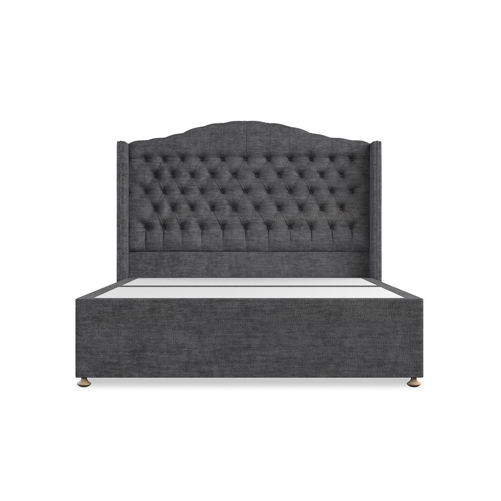 Kendal King-Size Divan Bed with Winged Headboard in Brooklyn Fabric - Asteroid Grey 3