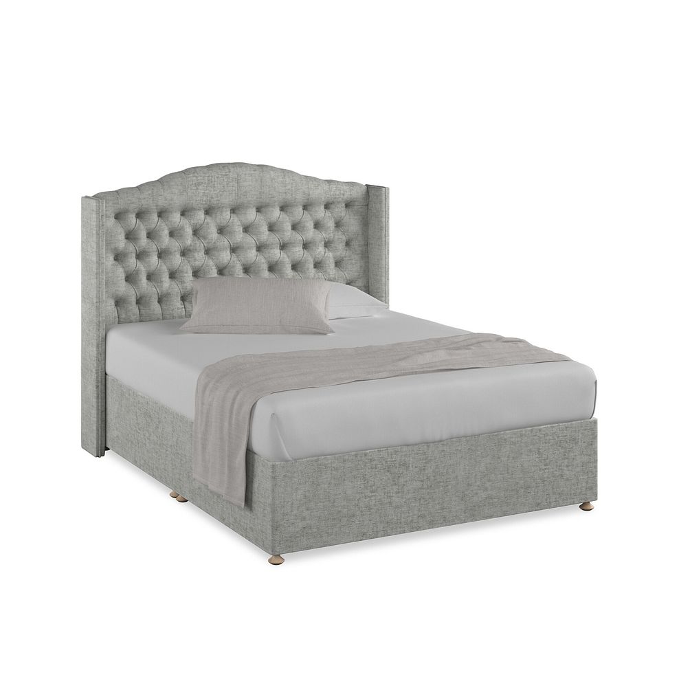 Kendal King-Size Divan Bed with Winged Headboard in Brooklyn Fabric - Fallow Grey 1