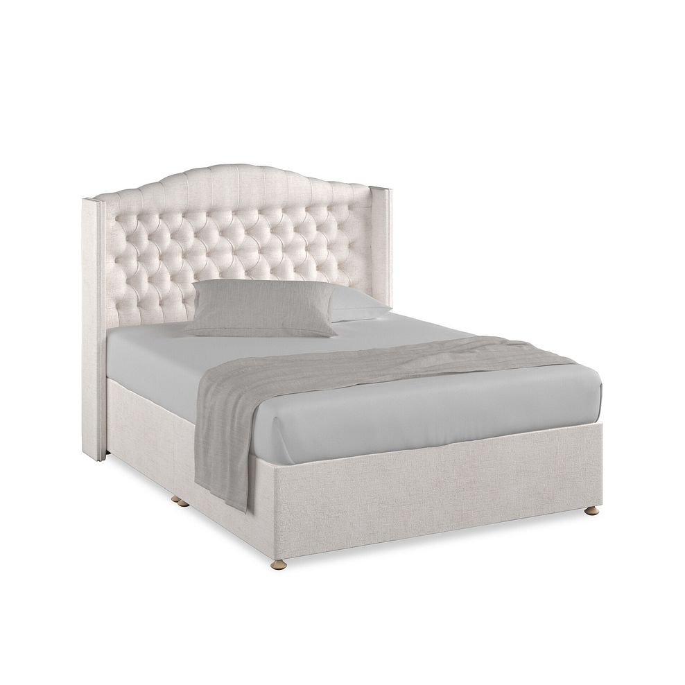 Kendal King-Size Divan Bed with Winged Headboard in Brooklyn Fabric - Lace White 1
