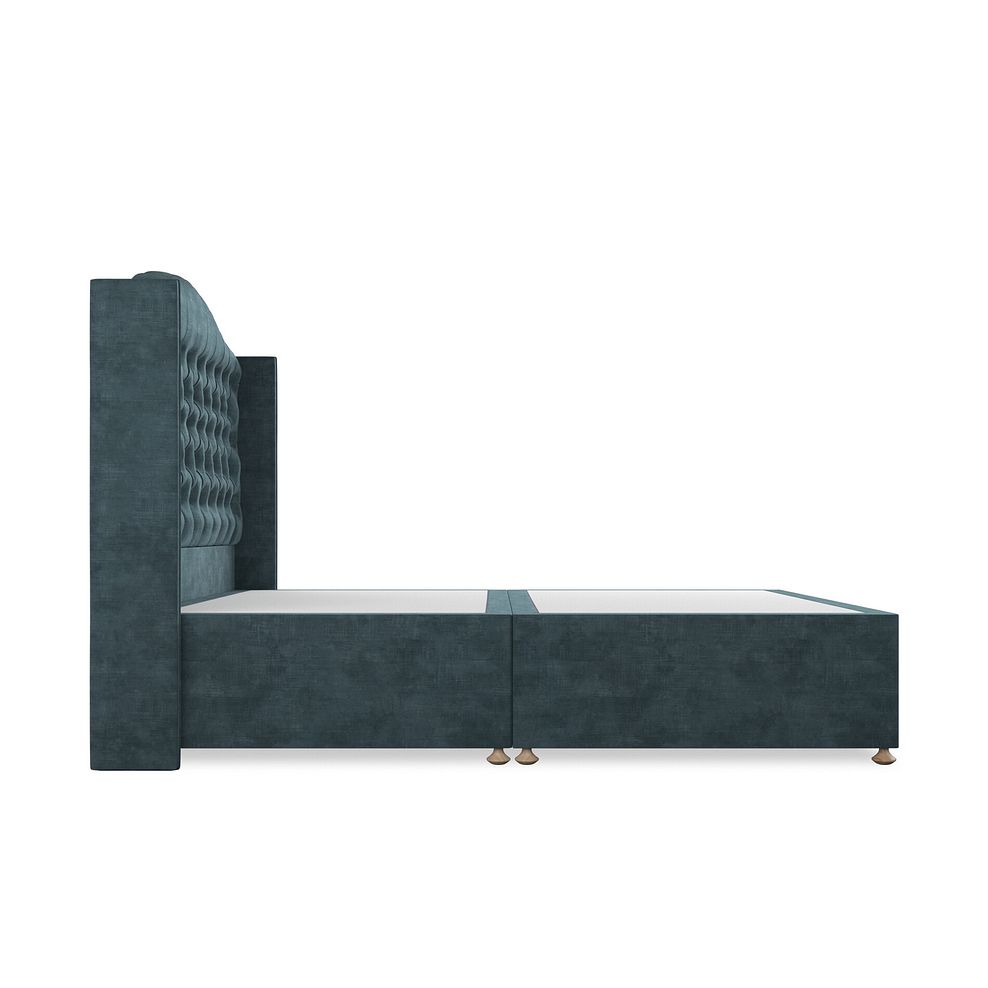 Kendal King-Size Divan Bed with Winged Headboard in Heritage Velvet - Airforce 4