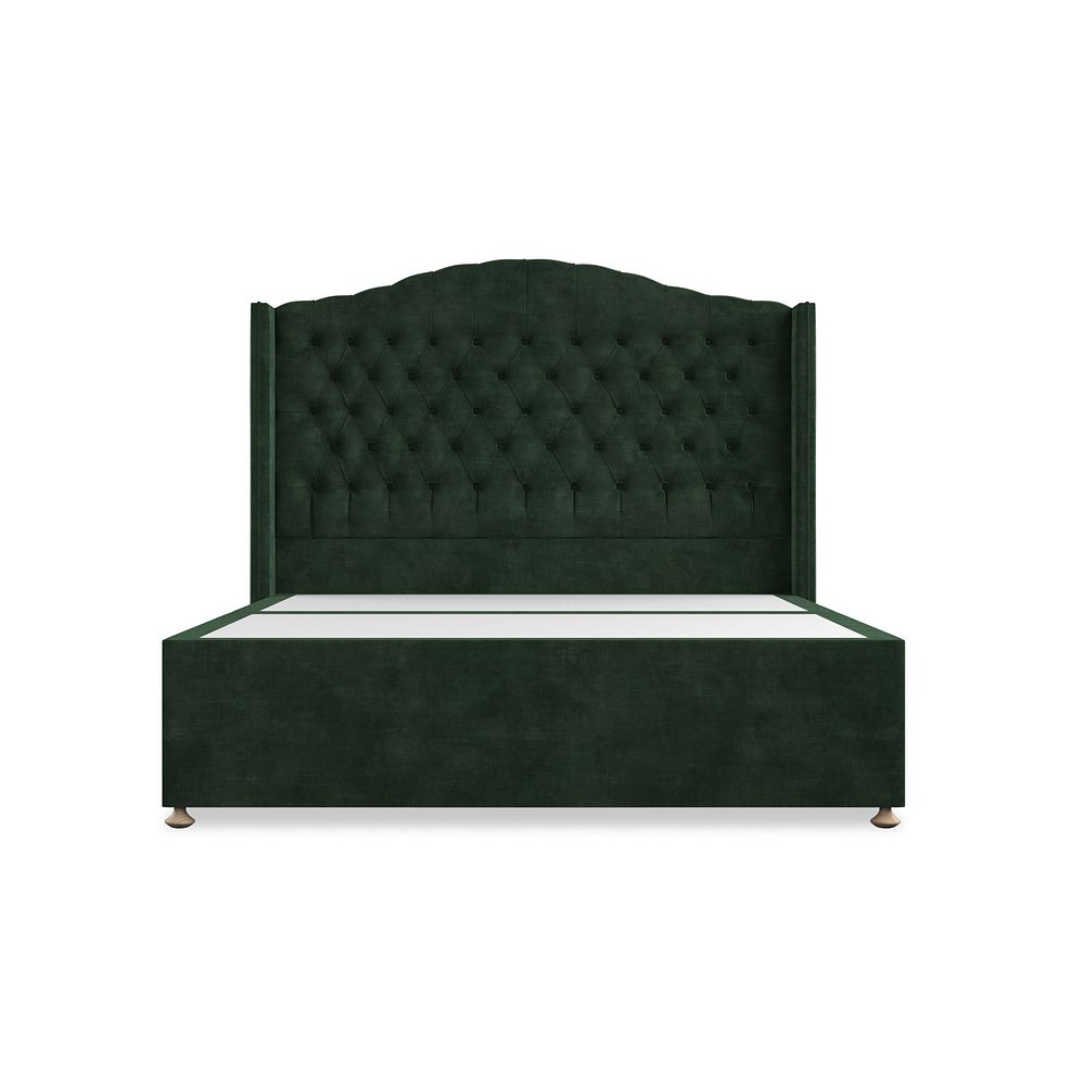 Kendal King-Size Divan Bed with Winged Headboard in Heritage Velvet - Bottle Green 3