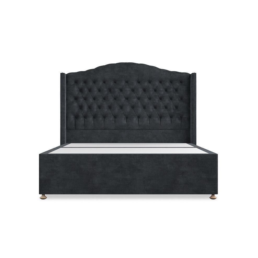 Kendal King-Size Divan Bed with Winged Headboard in Heritage Velvet - Charcoal 3