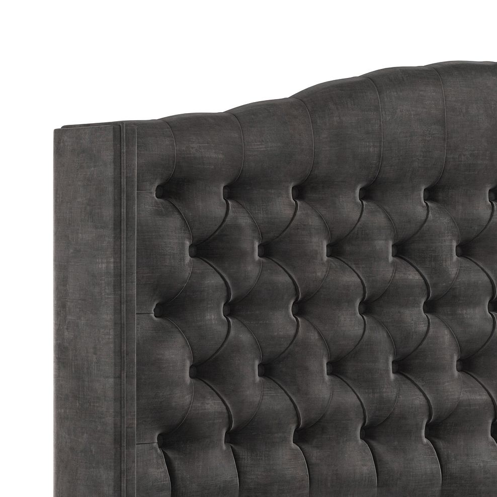 Kendal King-Size Divan Bed with Winged Headboard in Heritage Velvet - Steel 5