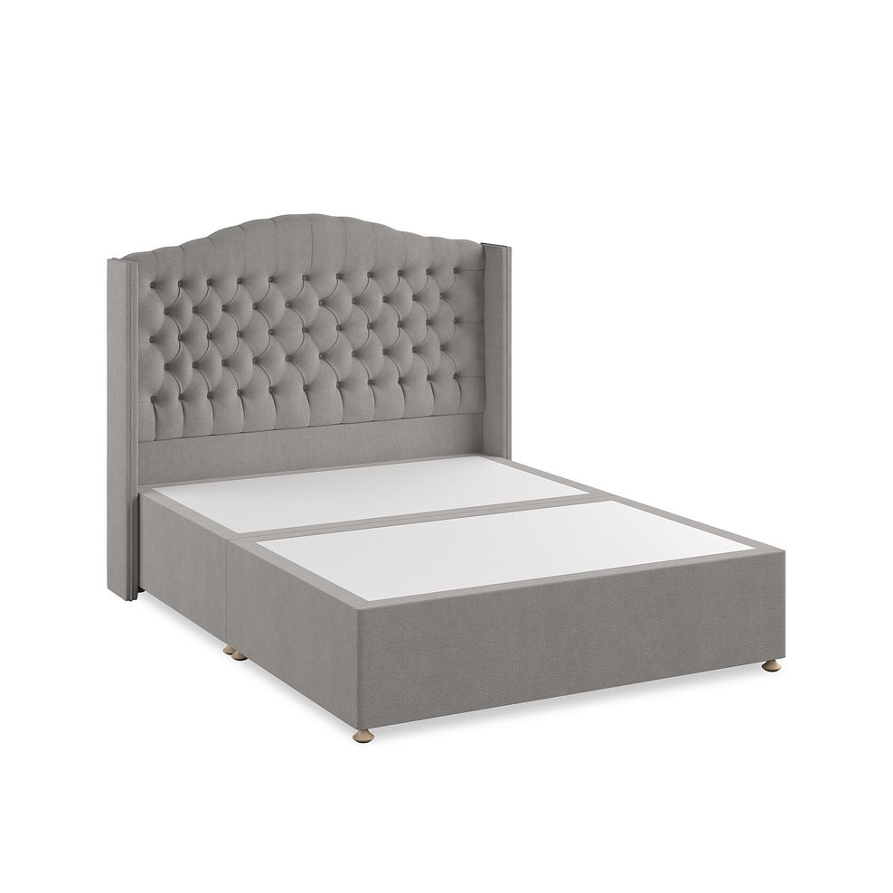 Kendal King-Size Divan Bed with Winged Headboard in Venice Fabric - Grey 2