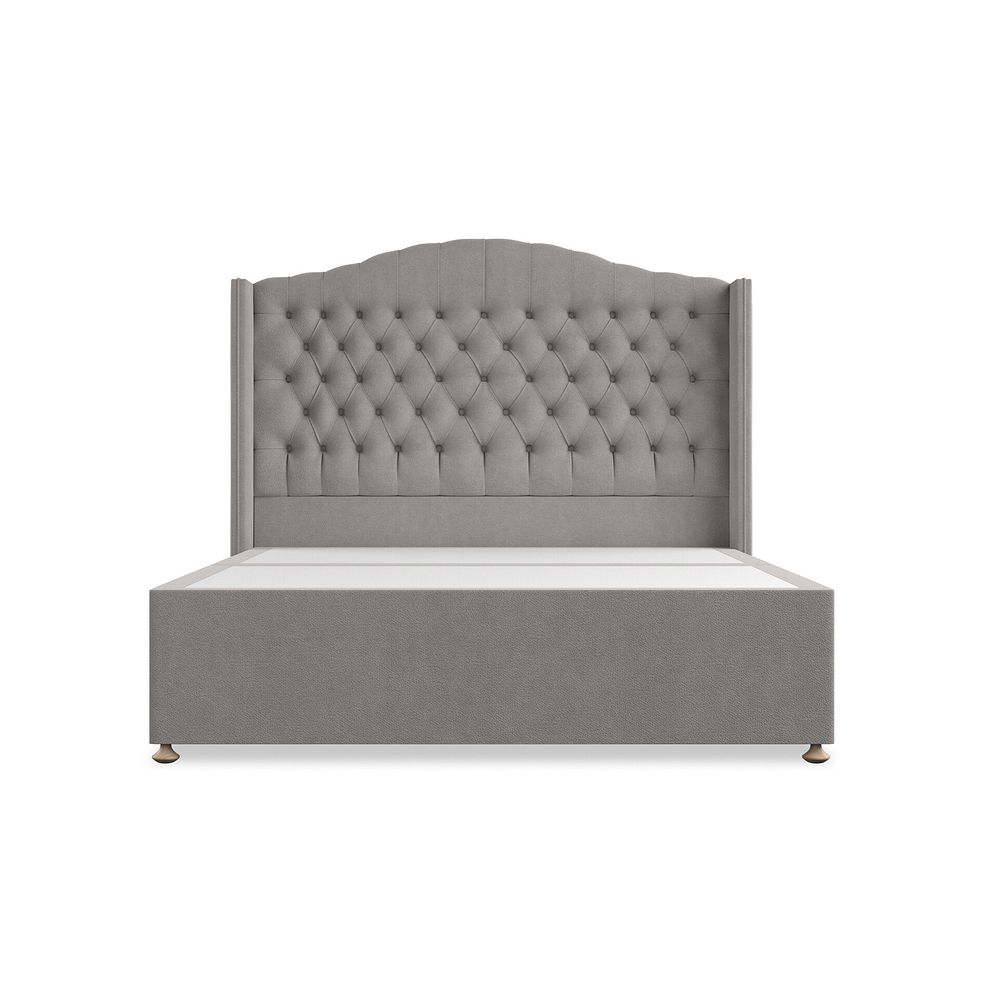 Kendal King-Size Divan Bed with Winged Headboard in Venice Fabric - Grey 3