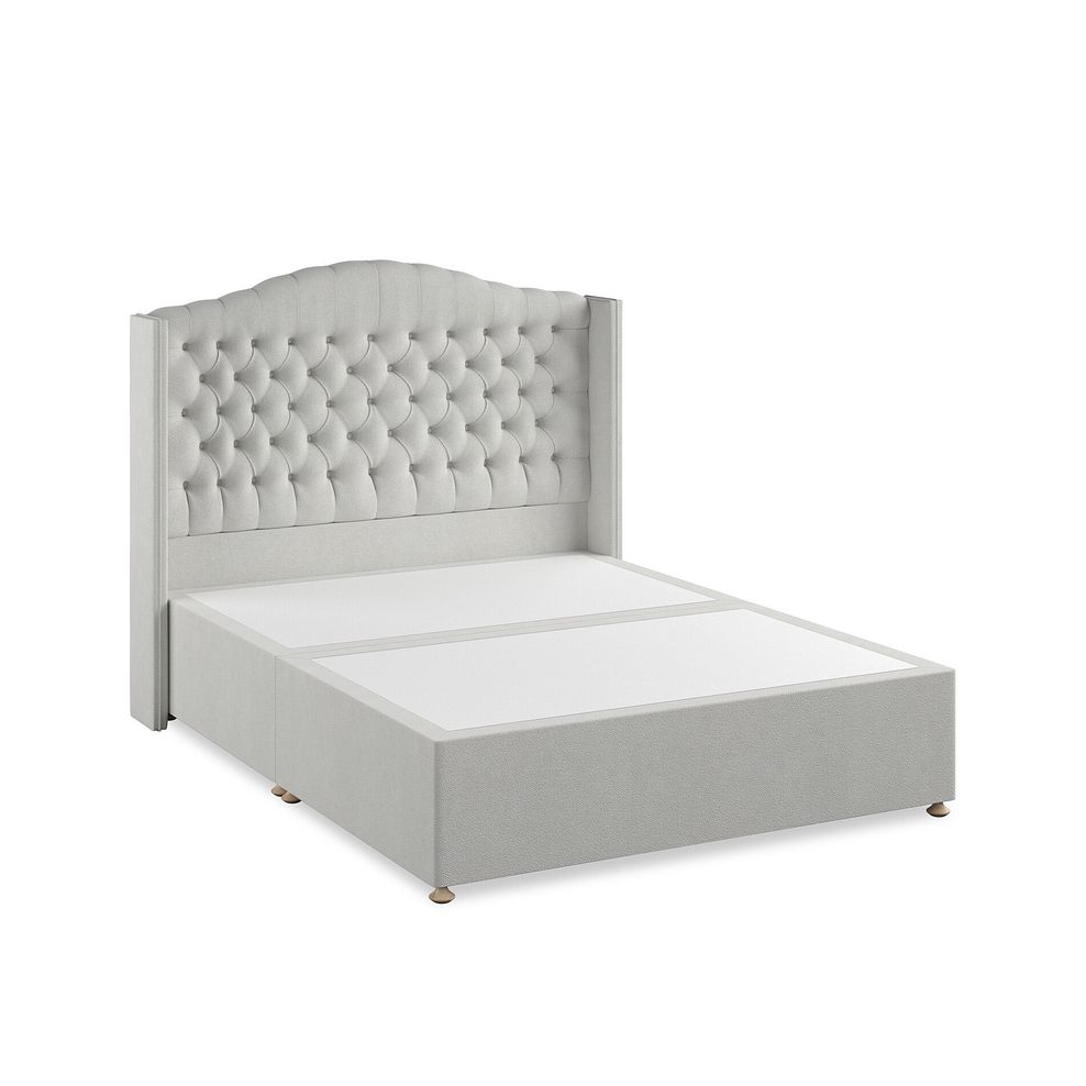Kendal King-Size Divan Bed with Winged Headboard in Venice Fabric - Silver 2