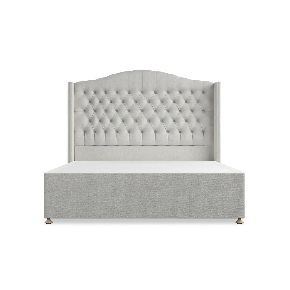 Kendal King-Size Divan Bed with Winged Headboard in Venice Fabric - Silver 3