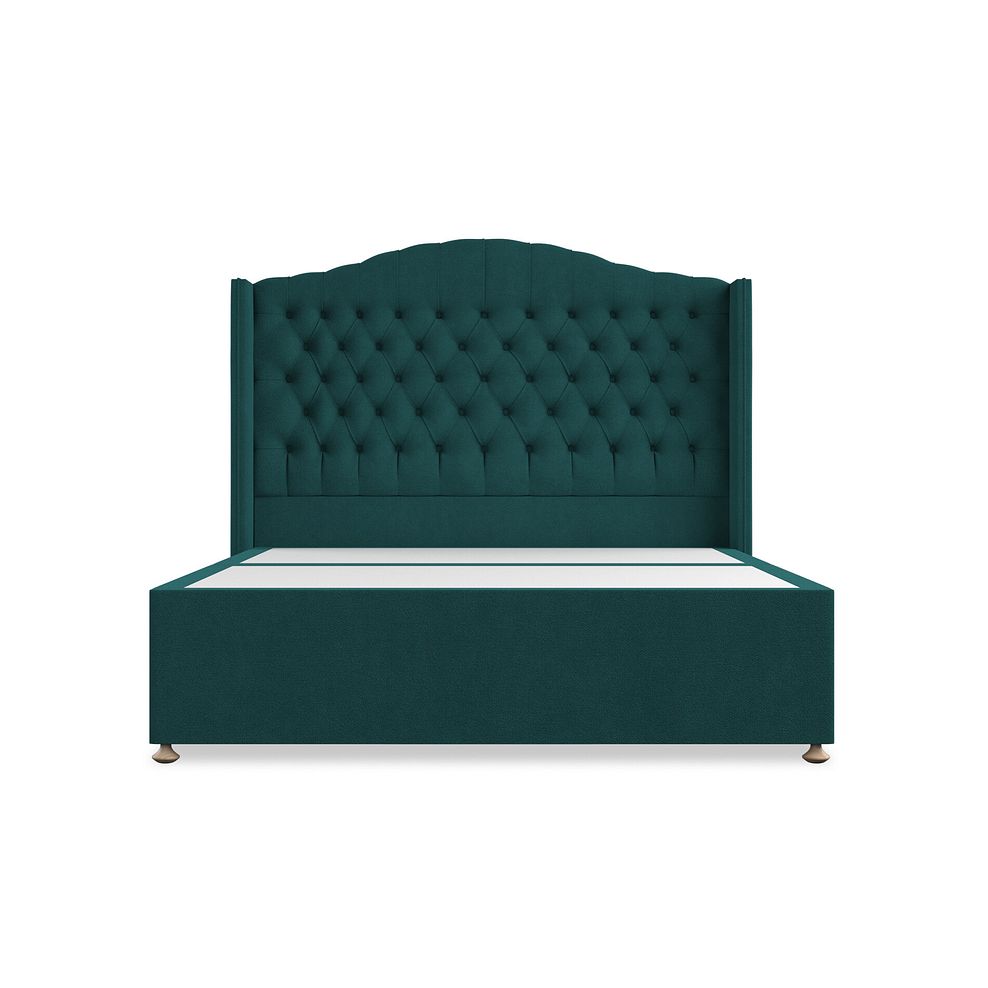 Kendal King-Size Divan Bed with Winged Headboard in Venice Fabric - Teal 3