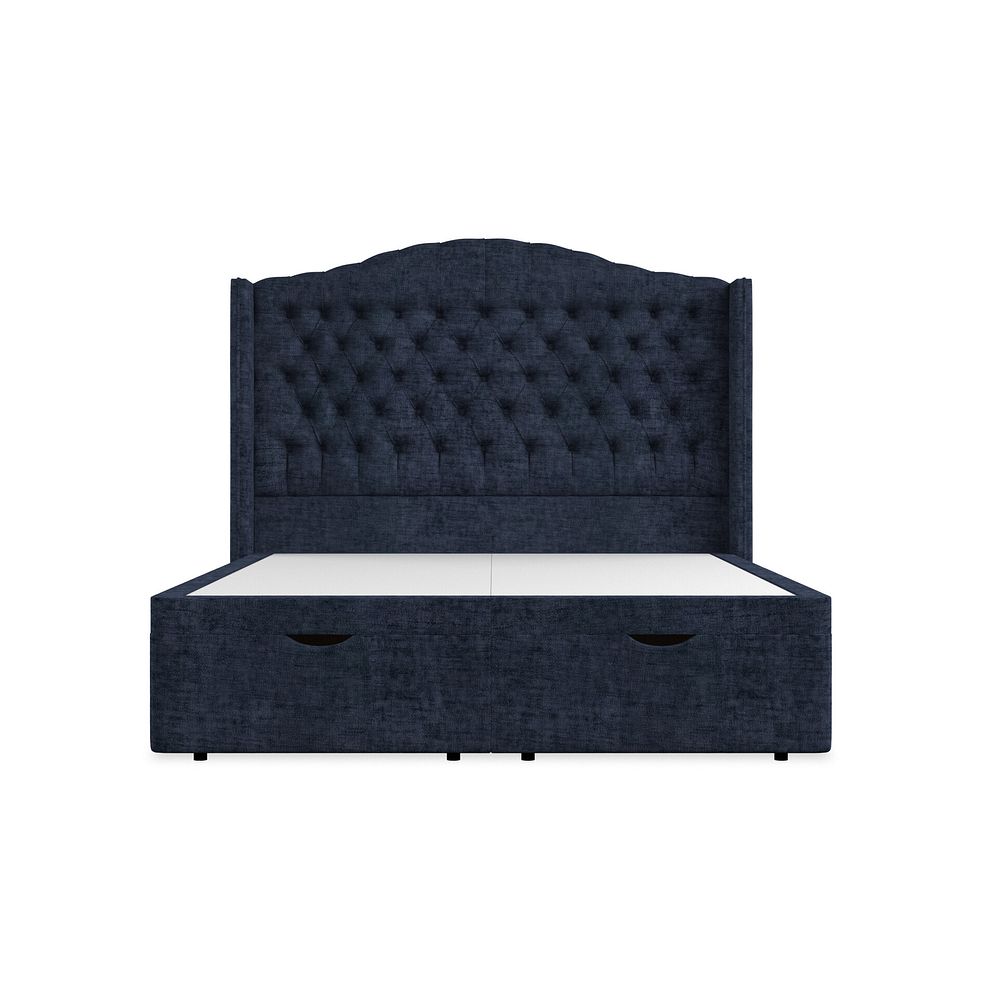 Kendal King-Size Storage Ottoman Bed with Winged Headboard in Brooklyn Fabric - Hummingbird Blue 4
