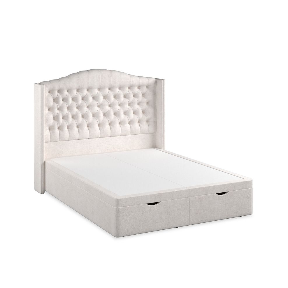 Kendal King-Size Storage Ottoman Bed with Winged Headboard in Brooklyn Fabric - Lace White 2