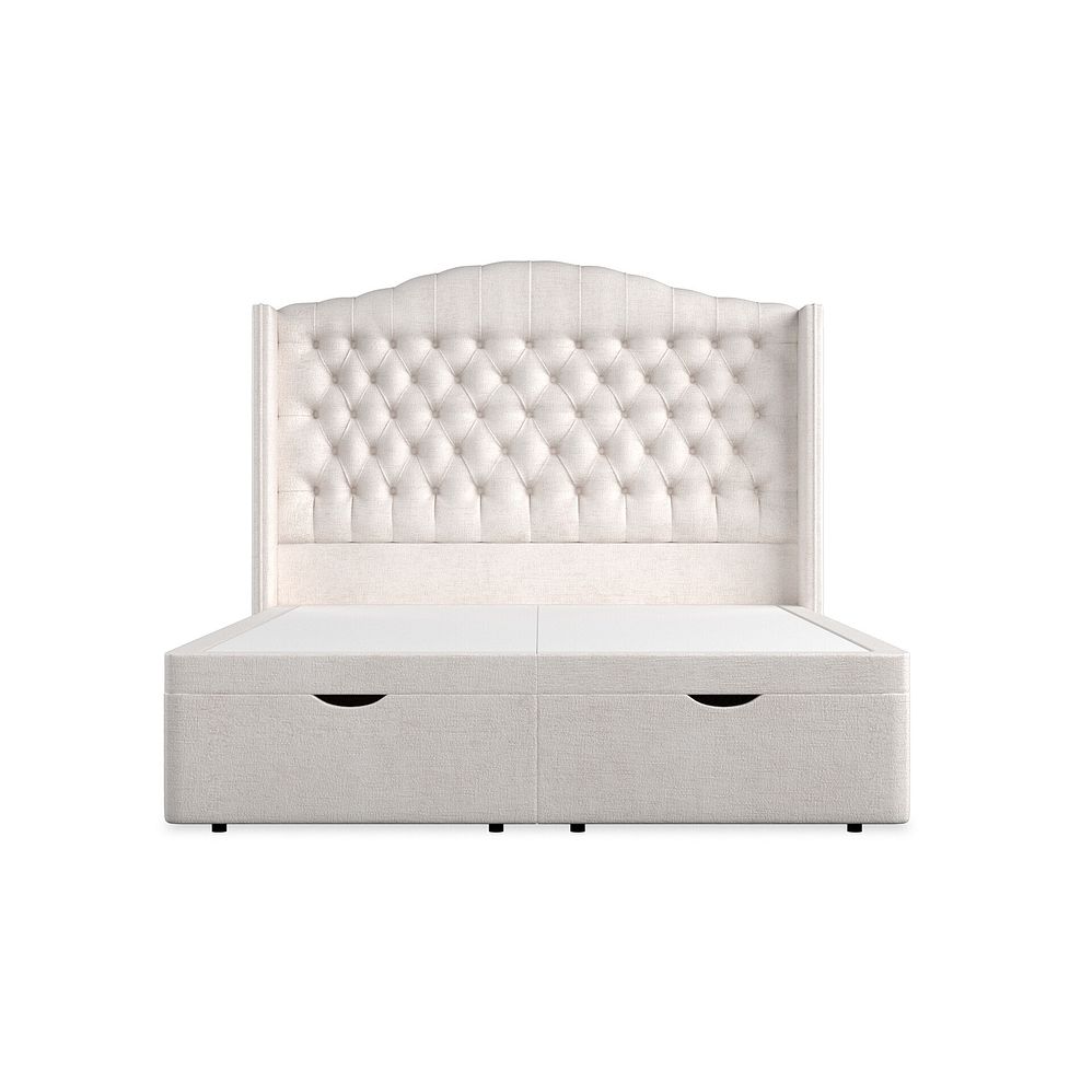 Kendal King-Size Storage Ottoman Bed with Winged Headboard in Brooklyn Fabric - Lace White 4
