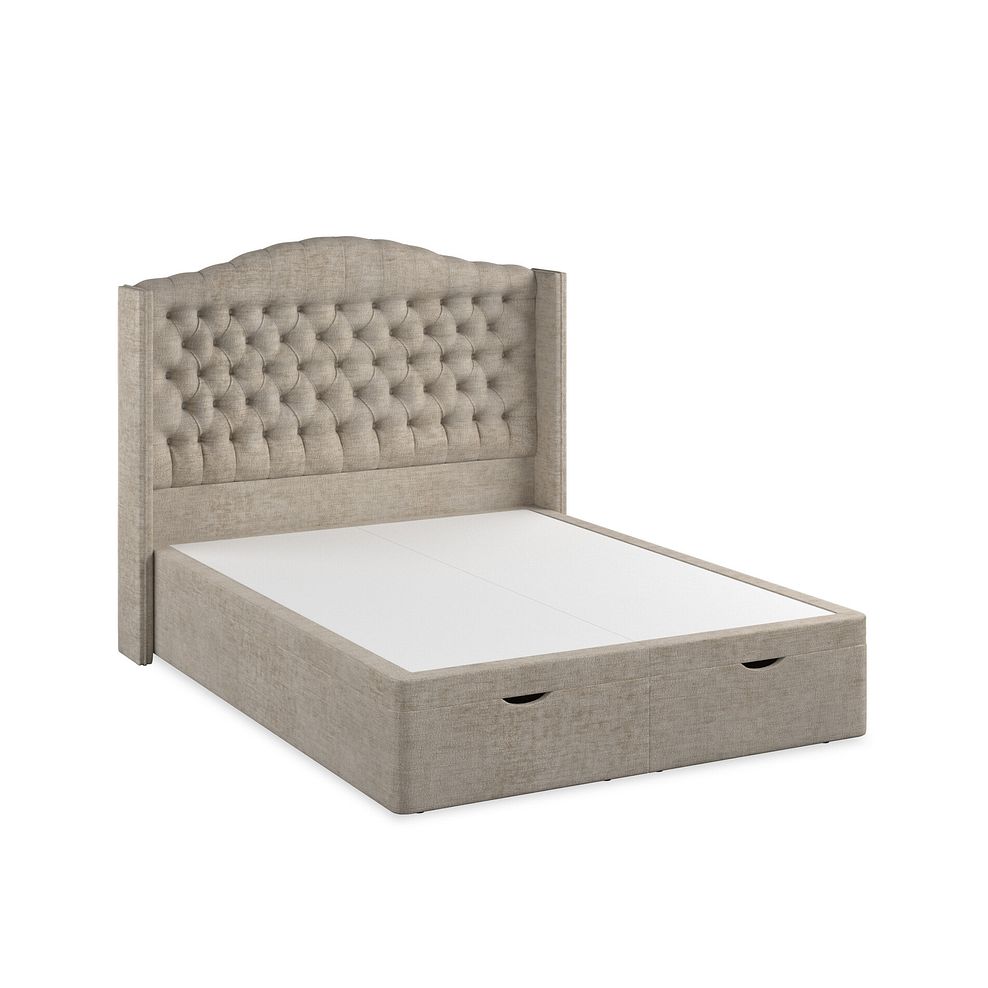 Kendal King-Size Storage Ottoman Bed with Winged Headboard in Brooklyn Fabric - Quill Grey 2