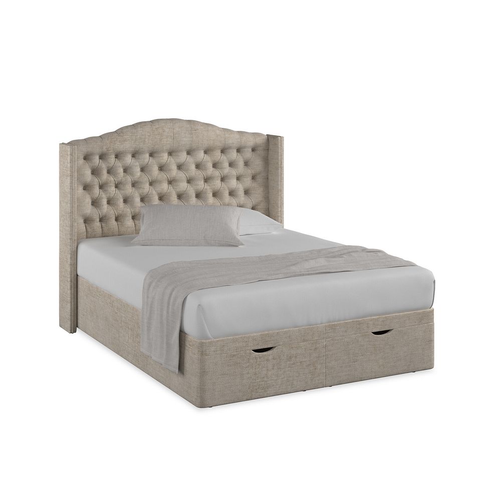 Kendal King-Size Storage Ottoman Bed with Winged Headboard in Brooklyn Fabric - Quill Grey 1