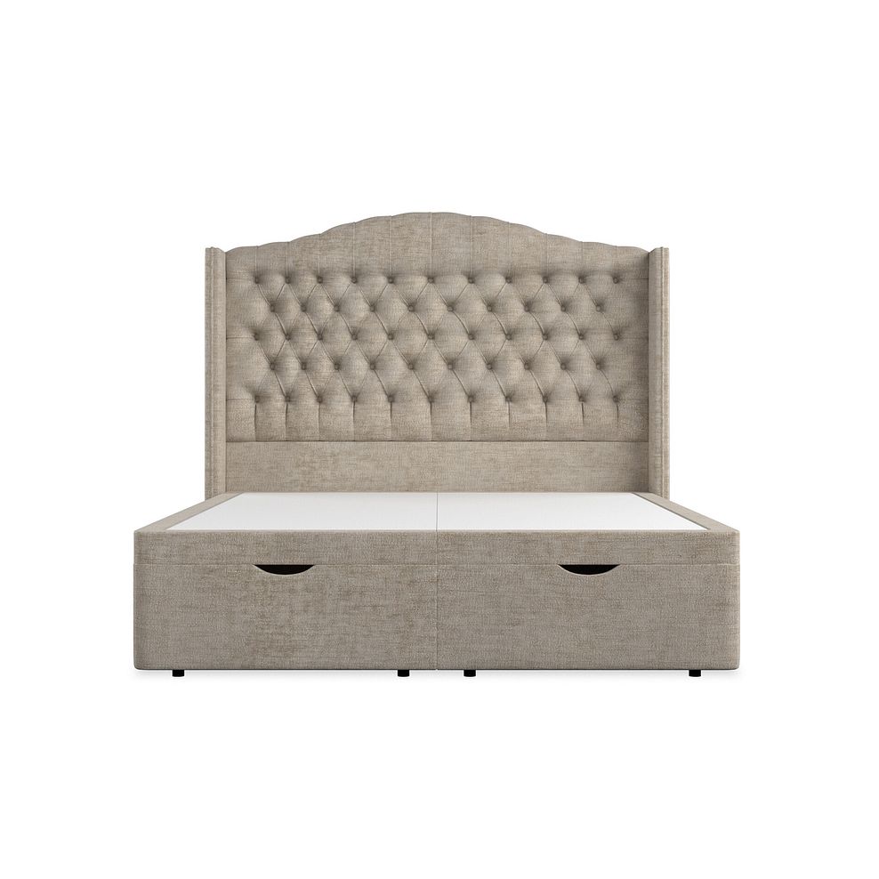 Kendal King-Size Storage Ottoman Bed with Winged Headboard in Brooklyn Fabric - Quill Grey 4