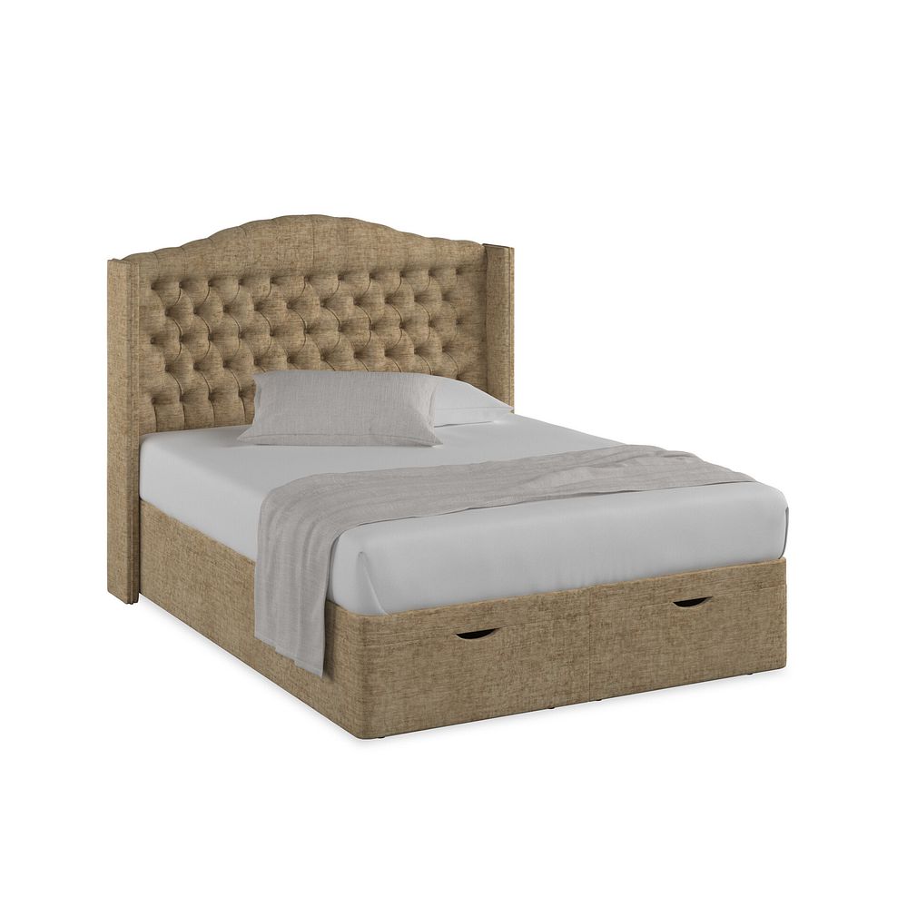 Kendal King-Size Storage Ottoman Bed with Winged Headboard in Brooklyn Fabric - Saturn Mink 1