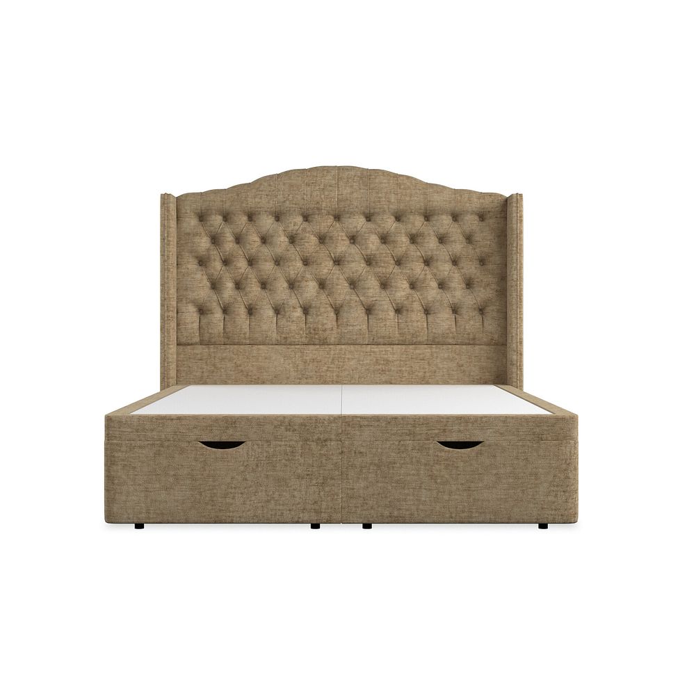 Kendal King-Size Storage Ottoman Bed with Winged Headboard in Brooklyn Fabric - Saturn Mink 4