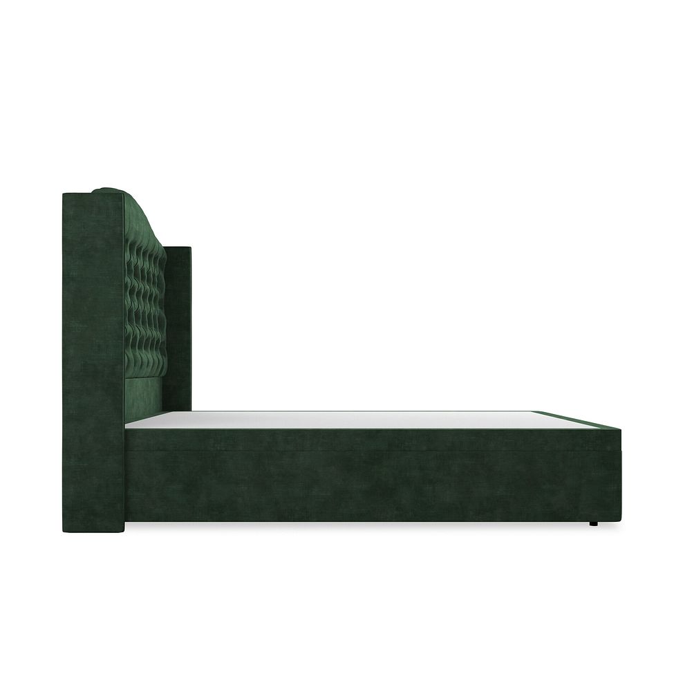 Kendal King-Size Storage Ottoman Bed with Winged Headboard in Heritage Velvet - Bottle Green 5