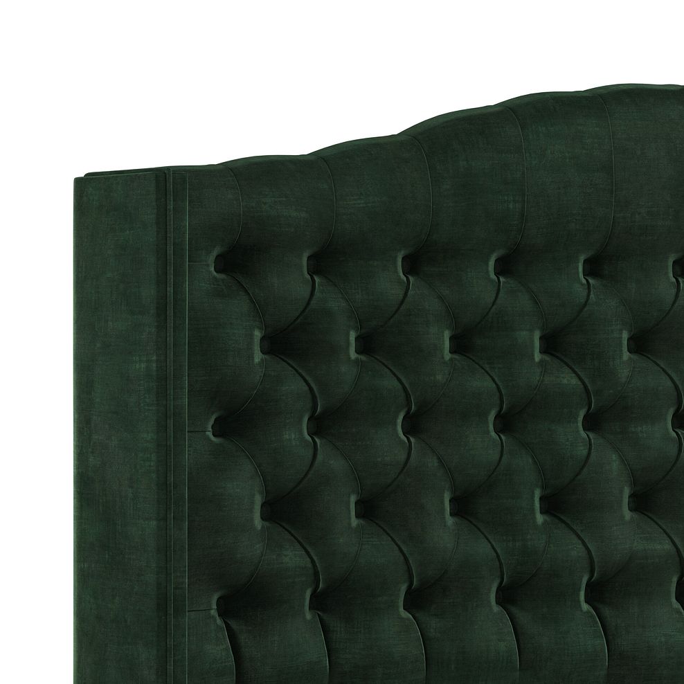 Kendal King-Size Storage Ottoman Bed with Winged Headboard in Heritage Velvet - Bottle Green 7
