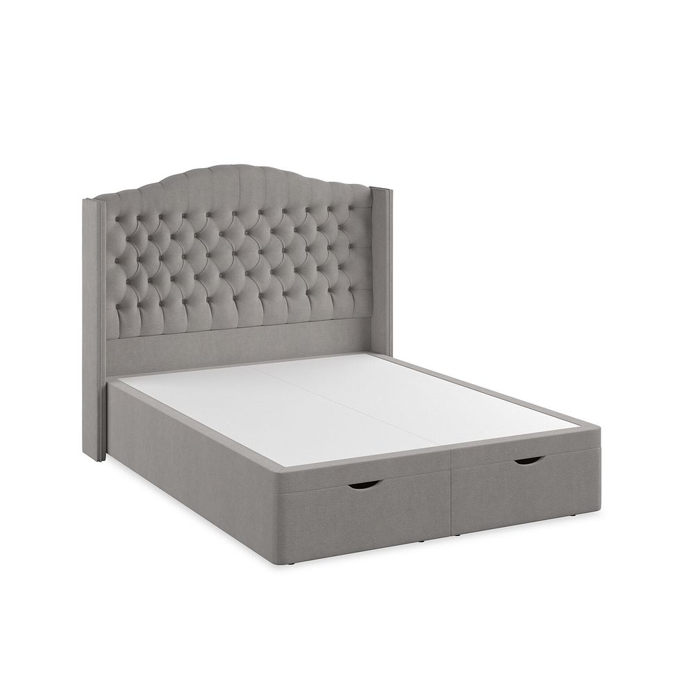 Kendal King-Size Storage Ottoman Bed with Winged Headboard in Venice Fabric - Grey 2