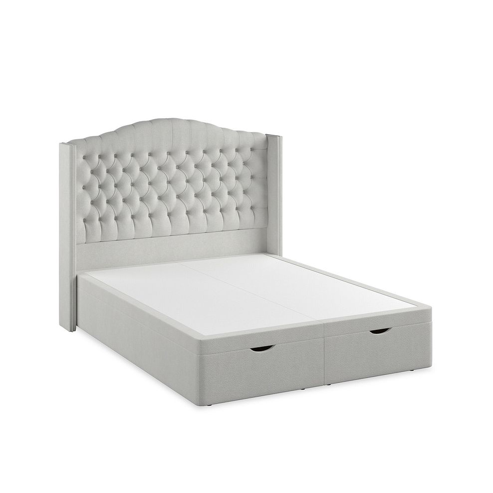 Kendal King-Size Storage Ottoman Bed with Winged Headboard in Venice Fabric - Silver 2